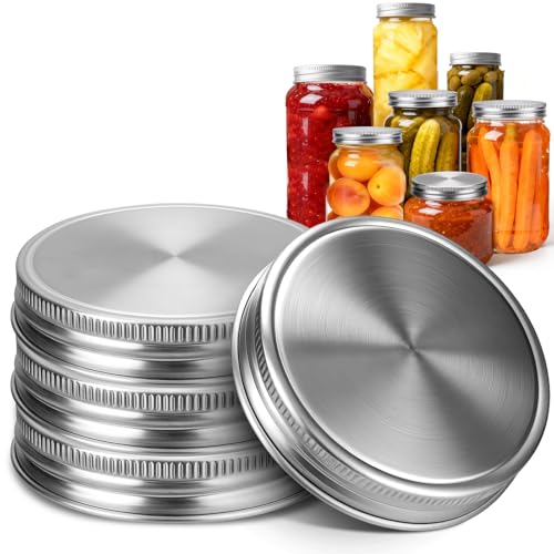 Palksky Mason Jar Lids Stainless Steel for Wide Mouth Mason Jar Lids, 4Pcs Rustproof Mason Jar Caps/Tops - Leakproof & Dishwasher Safe - style: Wide Mouth Stainless Steel Mason Jar Lids 4 PCS
