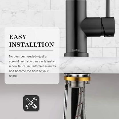 Tohlar Gray Kitchen Faucets with Pull Down Sprayer and Deck Plate - color: Gray, style: Standard