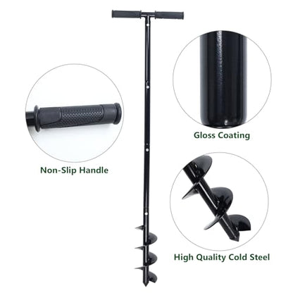 Post Hole Digger Manual 6" x 41" Garden Auger Spiral Drill with T Shaped Handle for Digging Planting Bulb Bedding
