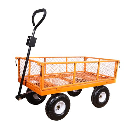 AAIN 1000 lb Metal Garden Cart, Removable Mesh Sides