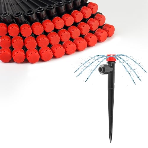 MIXC Quick-Connect Drip Irrigation Emitters for 1/4" Drip Irrigation Tubing - color: Red