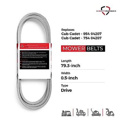 MightyRugged 954-04207 Cub Cadet Drive Belt Replacement - 79.3" - Heavy-Duty, Durable, Aramid Cord Drive Belt for Cub Cadet LTX 1042, LTX 1045, LTX 1046, LTX 1050, LTX 1054, SLTX 1050, SLTX 1054 - size: 79.3" x 1/2"