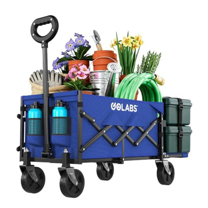 Golabs WA1 Collapsible Folding Wagon Cart, Max 220lb Load, Expands to 100L - color: Wa1 Blue