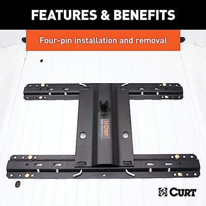 CURT 16055 5th Wheel Rail Gooseneck Hitch, 25,000 lb, 3" Offset