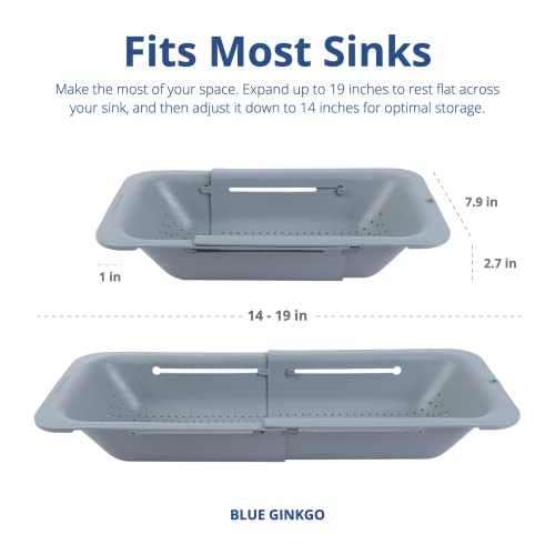 Blue Ginkgo Over Sink Colander, Extendable Kitchen Strainer, Grey - color: Gray, size: 1 Pack