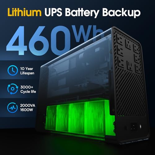 GOLDENMATE 2000VA/1600W Lithium UPS Battery Backup & Surge Protector, Gray - color: Gray, size: 2000va/1600w