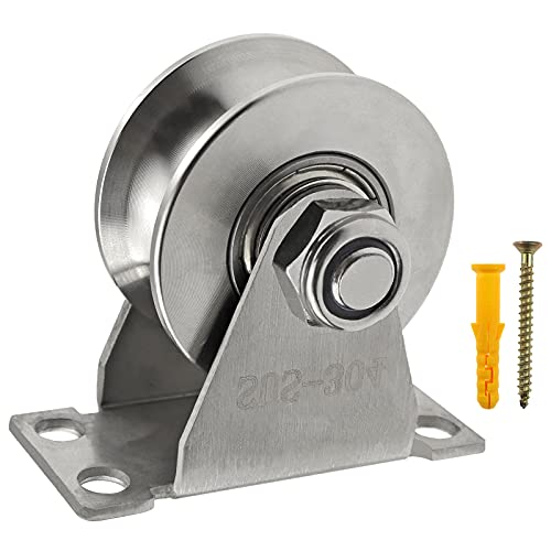 Groove Pulley Wheel Stainless Steel Wall Mounted Pulley, U Type - size: 1 Pack