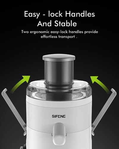SIFENE 350W Compact Centrifugal Juicer Machine, 2.5" Chute, 3-Speed, White - color: White