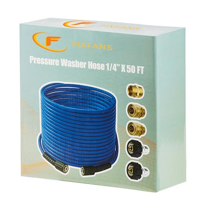 FIXFANS Pressure Washer Hose 50 FT X 1/4", Kink Resistant Power Washer Hose - size: 50 FT X 1/4"