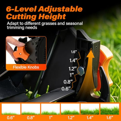 Goplus 16 Inch 5-Blade Push Reel Lawn Mower, Adjustable Cutting Height - color: Orange