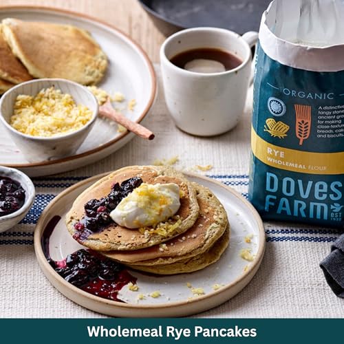 Doves Farm Organic Stoneground Wholemeal Rye Flour 2.2 lb (Pack of 2) - High Fiber Ancient Whole Grain Dark Rye Flour for British Baking Breads, Cakes & Biscuits | Kosher & Vegan | Imported from UK - size: 35.28 Ounce (Pack of 2)