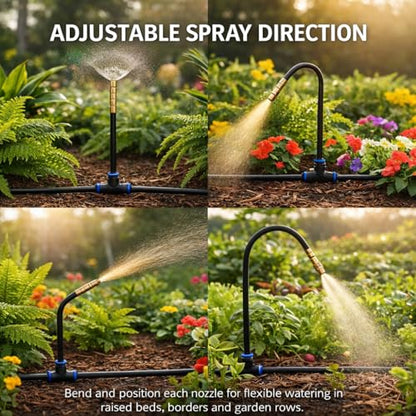 Drip Irrigation System 200FT 1/4", 36 Adjustable Copper Nozzles - color: 200ft