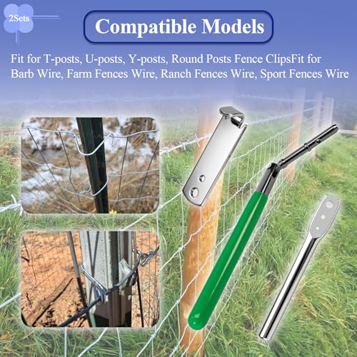2 Sets (8 Pcs) Fence Wire Twister, for Securing T/U/Y/Round-Posts Clips - style: 2 Sets