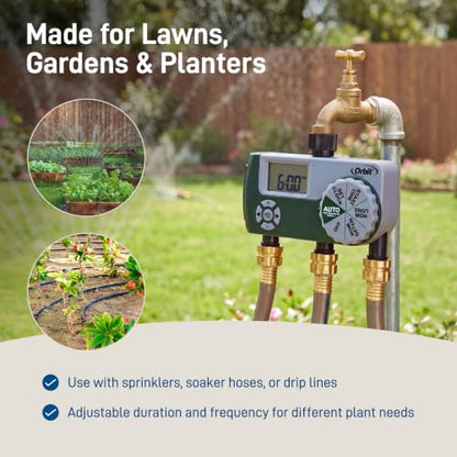 Orbit Programmable Digital Hose Watering Timer - 3 Outlet - Battery Powered - with LCD Screen - Built-in Rain Delay - Water-Resistant - 56082 - size: 3 Outlet