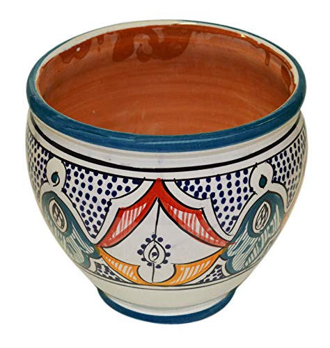 Flower Pot Moroccan Spanish Garden Drain Hole Ceramic Planter Handmade