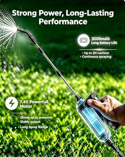 DEGGE Battery Powered Sprayer 2 Gallon, 7.4V Powerful Electric Pump Sprayer - color: Blue