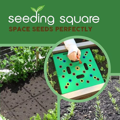 Seed Spacer Tool Bundle with Row Seeder for Pots, Trays and Raised Beds Kit | Color-Coded Layout | Even Placement | Quick Soil Imprints | Reusable Design | Beginner Friendly