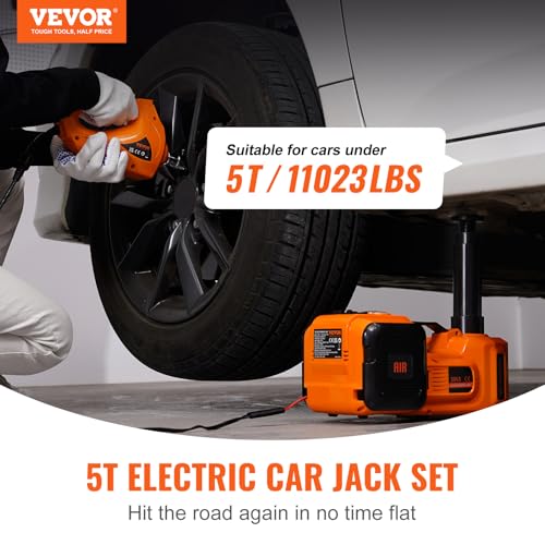 VEVOR Electric Car Jack 5 Ton with Electric Impact Wrench & Inflator Pump