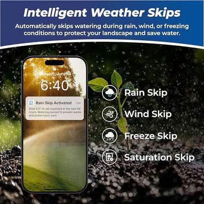 Outdoor Smart Sprinkler Controller 4 Zone, WiFi Automatic Irrigation Timer, Easy-Use App, Flexible Programs, Save Water via Rain, Wind&Freeze Skip, Quick Install, with Alexa - style: Pro-4 Zones