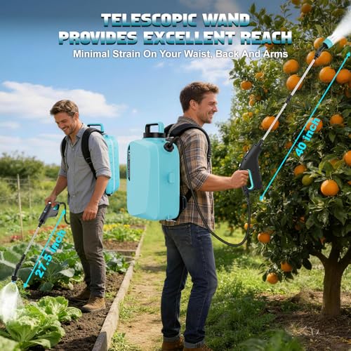 3.2Gal Backpack Sprayer with Separate Battery and Charger Included - color: Sky Blue