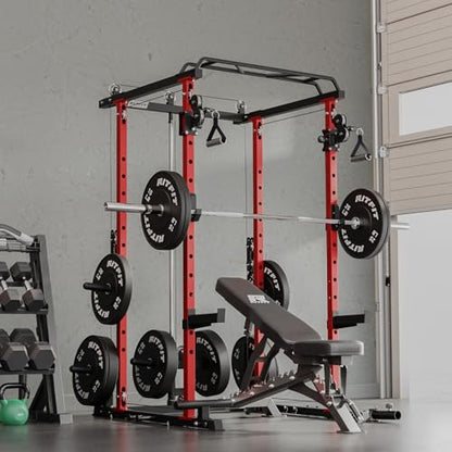 RitFit PPC-P3 Power Cage with Cable Crossover System, 1200LB Capacity - color: Red, style: Power cage only rack