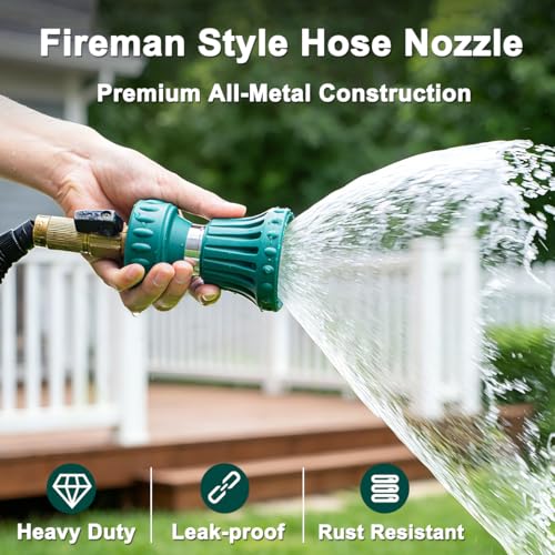FANHAO Fireman Style Hose Sprayer Nozzle, High Pressure Adjustable Sprayer - color: Green