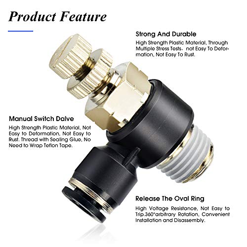 TAILONZ 1/4" x 3/8" NPT SL-1/4-N3 Elbow Flow Control Valve 3pcs - size: 1/4"OD3/8"NPT