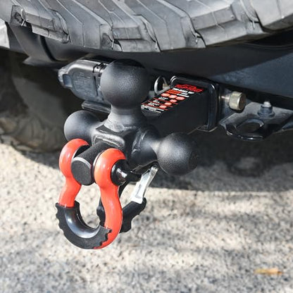 TOPTOW Trailer Hitch Tri-Ball Hitch Mount w/Matte Black Triple Hitch Balls 1-7/8-inch, 2-inch, 2-5/16-inch, Multi-fit for 2 inch Trailer Hitch Receiver - color: Black Ball Red Shackle