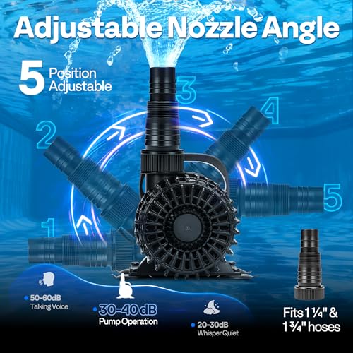VIVOHOME 220W Pond Pump, 4500GPH Submersible Water Pump for Koi Pond - size: 4500GPH