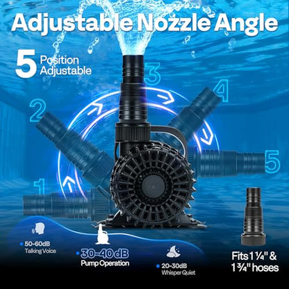 VIVOHOME 220W Pond Pump, 4500GPH Submersible Water Pump for Koi Pond - size: 4500GPH