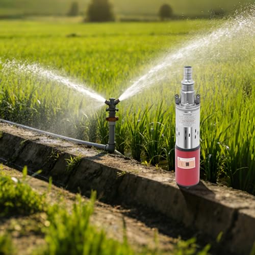12V DC Submersible Well Pump, 180W Electric Powered Water Pump 396Gal Max Lift 20m/787.4in, Submersible Pump for Farm Irrigation Agricultural Garden Home