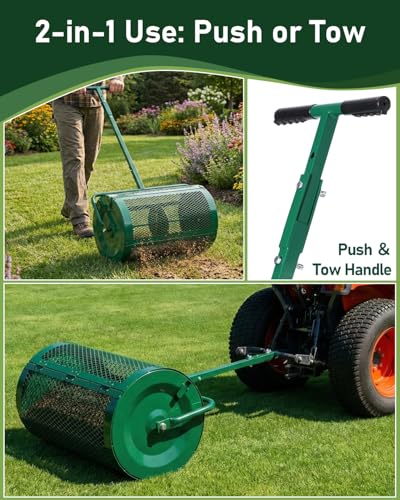 Outvita Compost Spreader, 24'' Wide, for Peat Moss, Manure, Mulch, Topsoil - color: Green, size: 24 in
