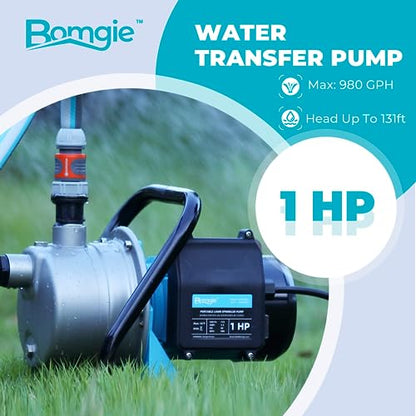 1 HP Portable Shallow Well Pump, Small Water Transfer Garden Pump, 980GPH Sprinkler Booster Electric,115V Self Priming Draining Irrigation for Lawn Fountain - color: 1 Hp Shallow Well Pump