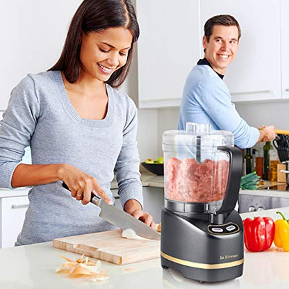 La Reveuse 2 Cup Mini Food Processor, Electric Chopper Small, Metallic Grey - color: Metallic Grey