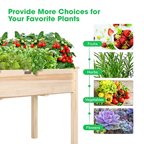 VIVOSUN Elevated Wooden Raised Garden Bed, 48 x 24 x 30 Inches, Outdoor Wood Planter Box w Bed Liner and Gloves for Garden, Patio, Balcony, Backyard and Outdoors, 220-Pound Capacity (Pack of 2) - size: 48 x 24 x 30 Inches (Elevated) (Pack of 2)
