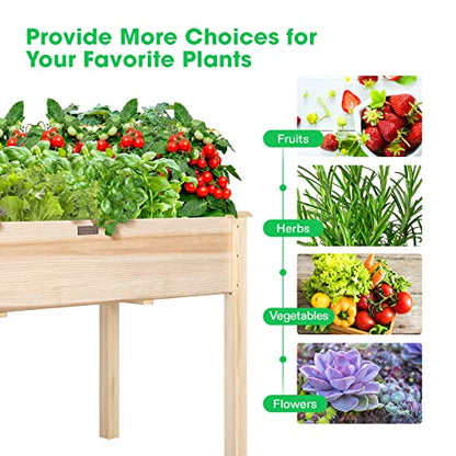 VIVOSUN Elevated Wooden Raised Garden Bed, 48 x 24 x 30 Inches, Outdoor Wood Planter Box w Bed Liner and Gloves for Garden, Patio, Balcony, Backyard and Outdoors, 220-Pound Capacity (Pack of 2) - size: 48 x 24 x 30 Inches (Elevated) (Pack of 2)