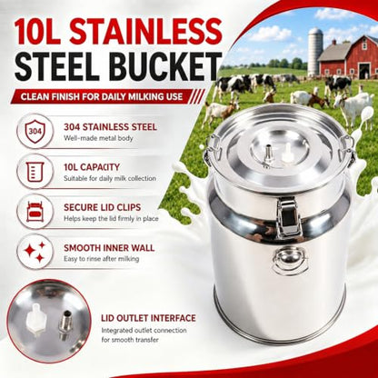 Nakkaa 2 in 1 10L Cow and Goat Milking Machine