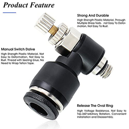 TAILONZ 6mm x M5 SL6-M5 Elbow Flow Control Valve 3pcs - size: 6mm OD M5