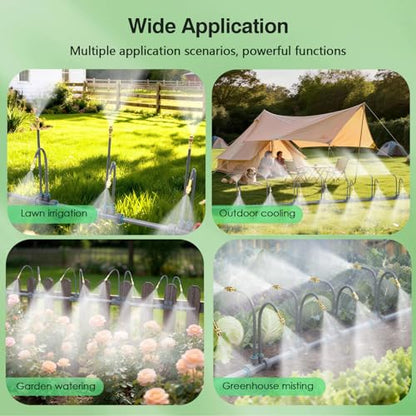 66 FT Drip Irrigation System - 360° Adjustable Garden Watering System - color: 66FT Grey Double Nozzles, size: 66 FT