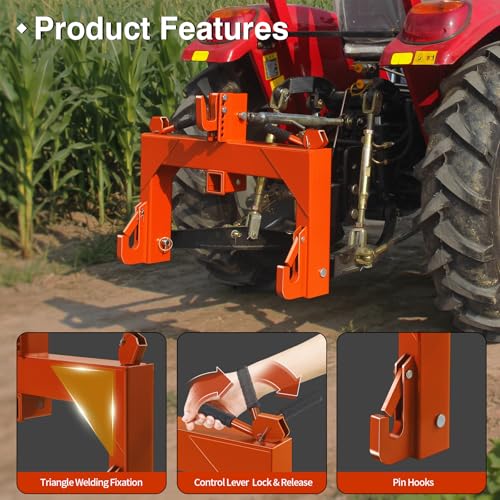 3-Point Quick Hitch with 2" Receiver, Orange - color: Orange