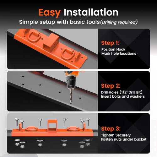 Tractor Bucket Grab Hooks Compact Compatible with Kubota Tractor - color: Orange