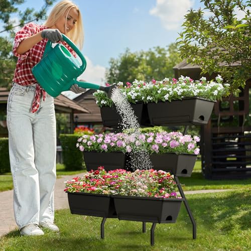 Raised Garden Beds Outdoor with Planter Boxes Vertical Raised Bed with Legs - color: Black