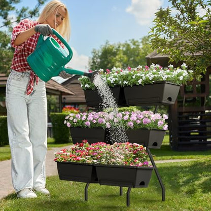 Raised Garden Beds Outdoor with Planter Boxes Vertical Raised Bed with Legs - color: Black