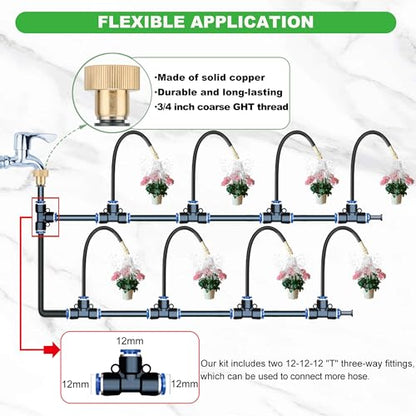 98 Ft Drip Irrigation System,360°Bendable Drip Irrigation Kit,25 Nozzles and 27 Quick Connectors,Automatic Garden Irrigation System,Adjustable Atomizing System for Plants, Greenhouse,Yard,Lawn