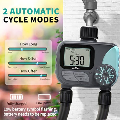 Sprinkler Timer for Garden Hose, Rain Delay/Manual/Automatic Irrigation System, Outdoor Irrigation Timer Controller for Lawn Yard