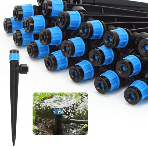 60 Pcs Quick-Connect Vortex Drip Emitters for 1/4 inch Drip Irrigation Tubing Adjustable 360 Degree Water Flow Fan Shape Irrigation Dripper for Plants Flower Garden Watering System - size: 60pcs Quick-connect Drip Vortex Emitters