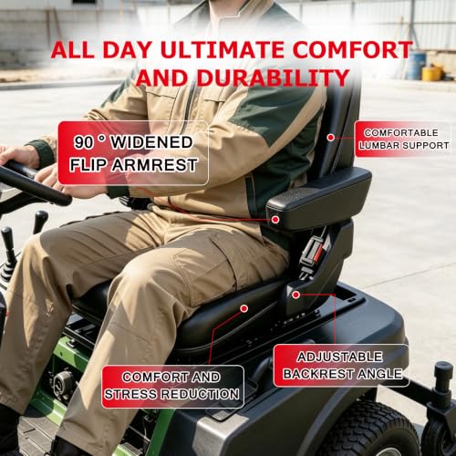 Universal Seat with Micro Switch, Armrest & Safety Belt – Heavy Duty Replacement for Forklift, Tractor, Skid Loader, Telehandler, Backhoe, Excavator, Dozer, Mower