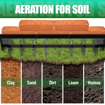 35" Pull Lawn Aerator, 250 LBS Heavy Duty Tow Behind Spike Aerators, Black