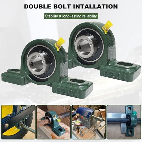 2 Pack UCP204-12 Pillow Block Mounted Ball Bearing - 3/4" Bore - Solid Cast Iron Base - Self Aligning - style: UCP204-12