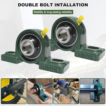 2 Pack UCP204-12 Pillow Block Mounted Ball Bearing - 3/4" Bore - Solid Cast Iron Base - Self Aligning - style: UCP204-12
